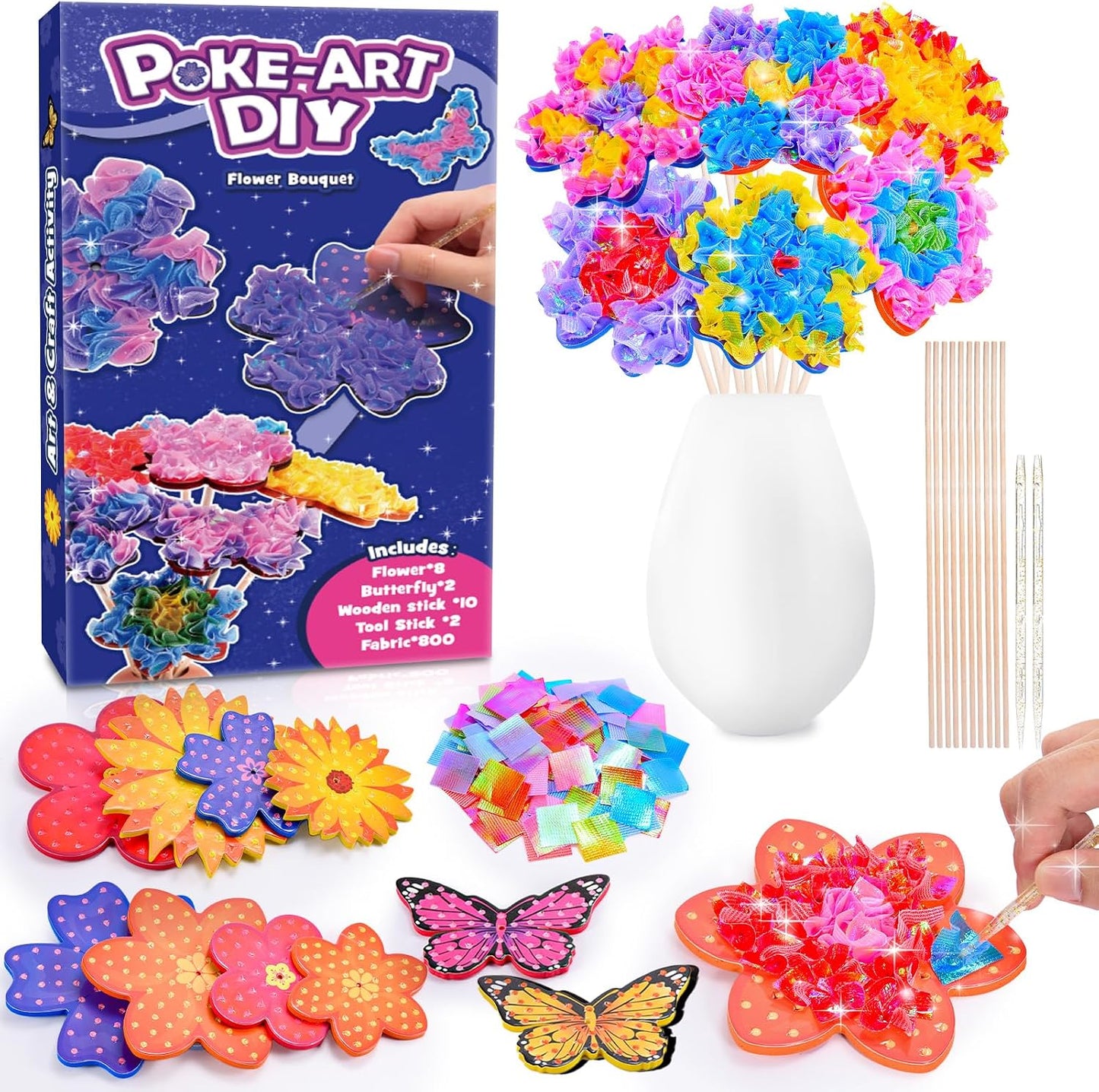 MDINGTD Poke Art Princess Craft Kits - DIY Magical Princesses, Mess-Free Creative Activity Arts and Crafts for Kids Ages 3-12, Birthday Christmas Gifts & Party Favors for Girls & Boys
