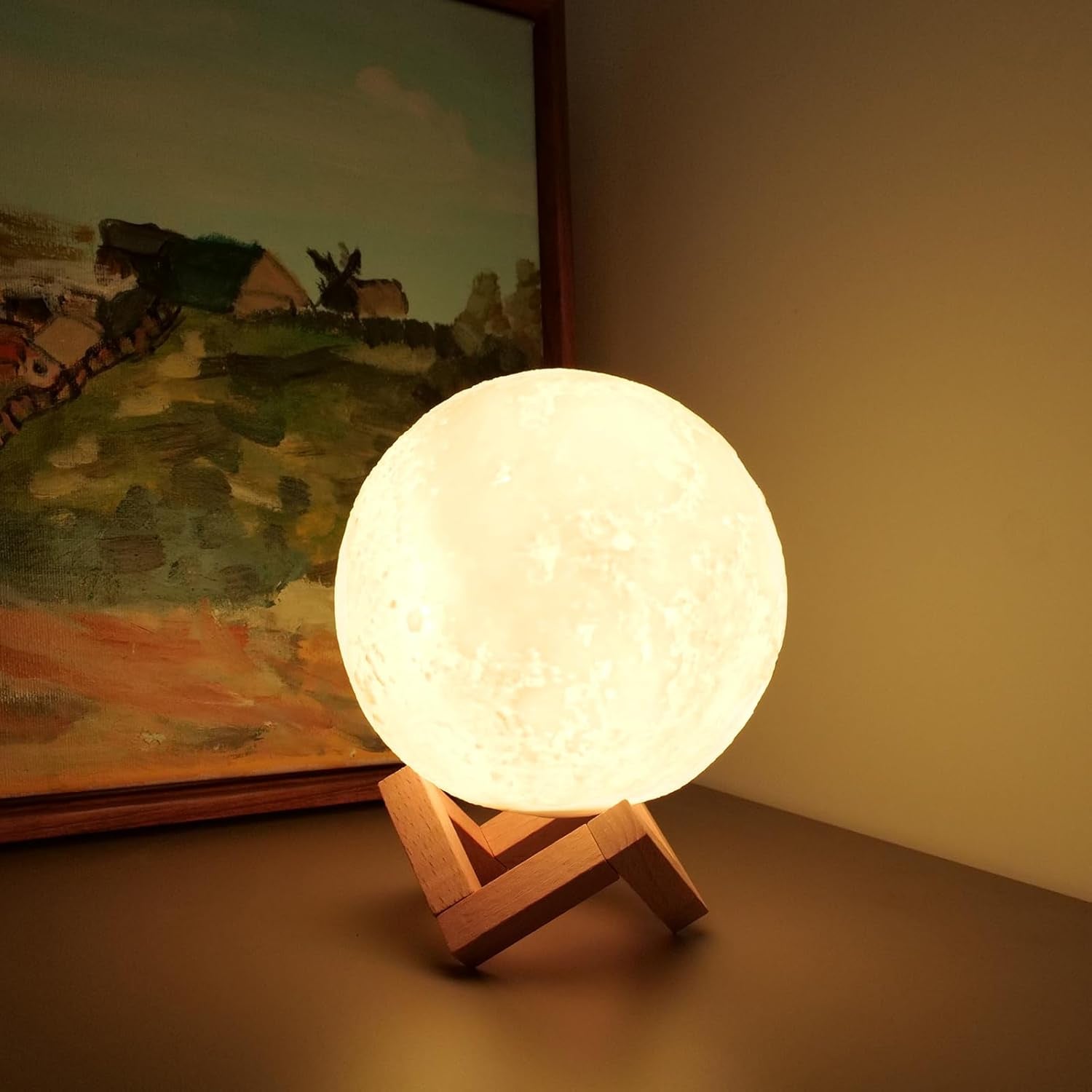 Moon Lamp 16 Colors LED Night Light with Remote & Touch Control, 4.8" 3D Moon Light with Stand, Dimmable Timer, Kids Bedroom Decor, Birthday & Christmas Gift
