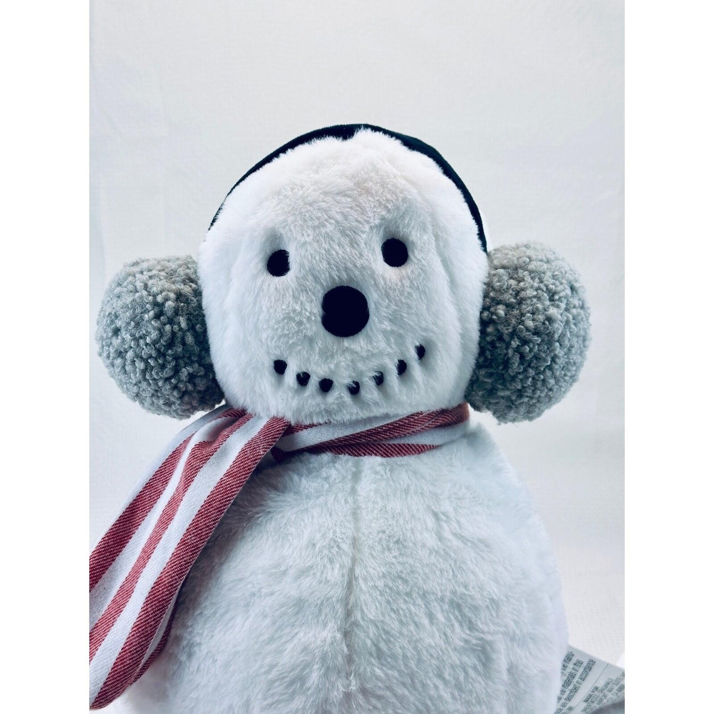 Brentwood Originals Snowman Plush Pillow Faux Fur Holiday Decor White 16"