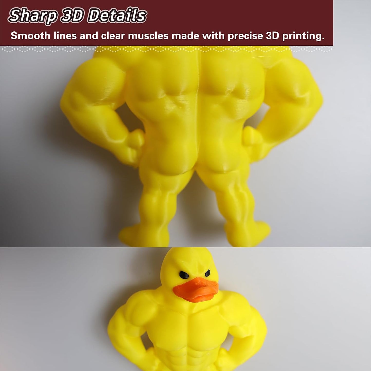 3D Printed Muscle Duck Figurine, Funny Desk Decor Collectible Statue, Muscular Duck Desktop Figurine, Gifts for Gym People, Gym Decor for Men, Bodybuilder Duck Collectible Desktop Sculpture (Medium)
