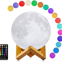 Moon Lamp 16 Colors LED Night Light with Remote & Touch Control, 4.8" 3D Moon Light with Stand, Dimmable Timer, Kids Bedroom Decor, Birthday & Christmas Gift