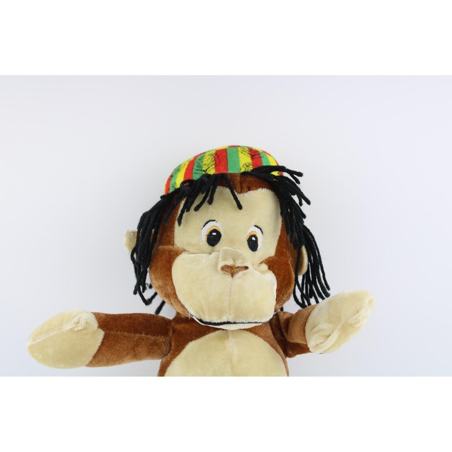 Rasta Monkey Plush Stuffed Animal Reggae Dreadlocks Lion Hat Brown 12 Inch