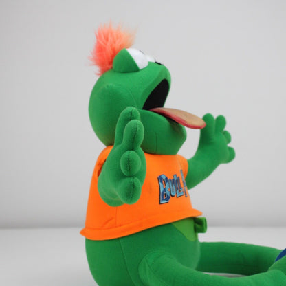VTG Ohio Art Co Bull Frogg Plush Green Orange Shirt Flip Flops 90s Toy TESTED