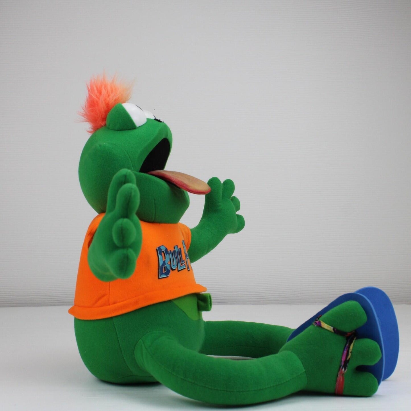 VTG Ohio Art Co Bull Frogg Plush Green Orange Shirt Flip Flops 90s Toy TESTED