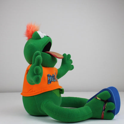 VTG Ohio Art Co Bull Frogg Plush Green Orange Shirt Flip Flops 90s Toy TESTED