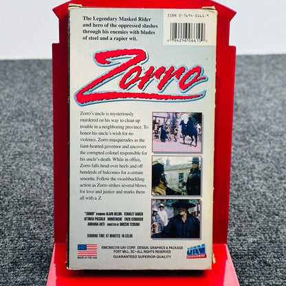 Zorro VHS 1975 Alain Delon Stanley Baker UAV Entertainment 084296066100 Movie