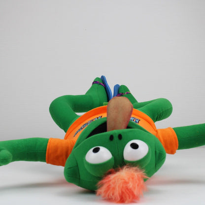 VTG Ohio Art Co Bull Frogg Plush Green Orange Shirt Flip Flops 90s Toy TESTED
