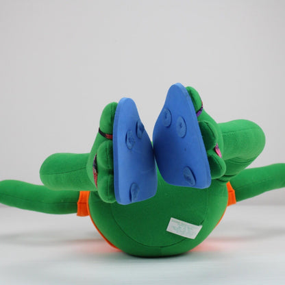 VTG Ohio Art Co Bull Frogg Plush Green Orange Shirt Flip Flops 90s Toy TESTED