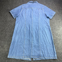Mainstreet Blues 22W Denim Button Front Shirt Dress Short Sleeve Blue Cotton — photo 3 of 8