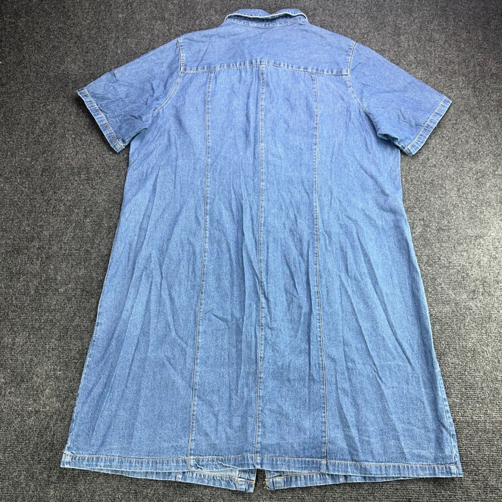 Mainstreet Blues 22W Denim Button Front Shirt Dress Short Sleeve Blue Cotton — photo 3 of 8