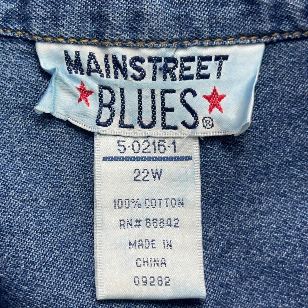 Mainstreet Blues 22W Denim Button Front Shirt Dress Short Sleeve Blue Cotton — photo 6 of 8