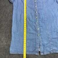 Mainstreet Blues 22W Denim Button Front Shirt Dress Short Sleeve Blue Cotton — photo 4 of 8