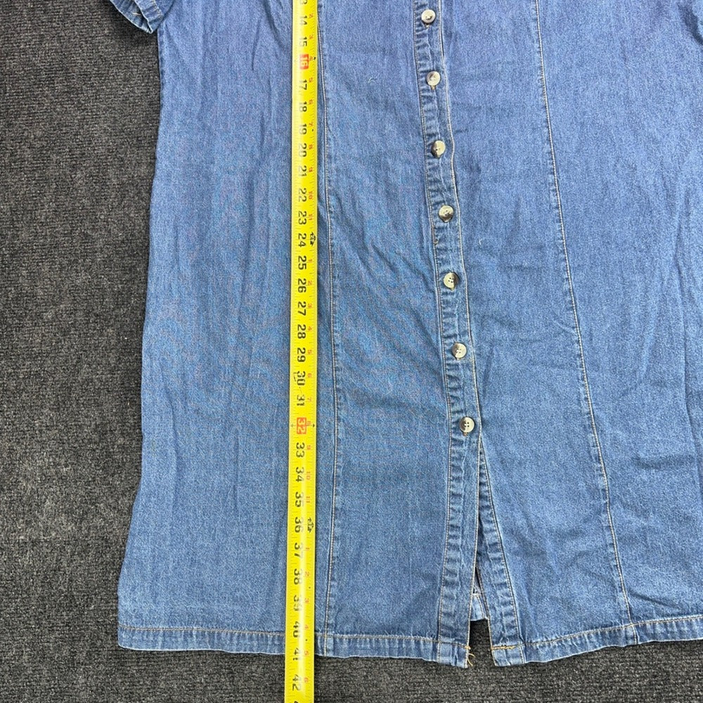 Mainstreet Blues 22W Denim Button Front Shirt Dress Short Sleeve Blue Cotton — photo 4 of 8