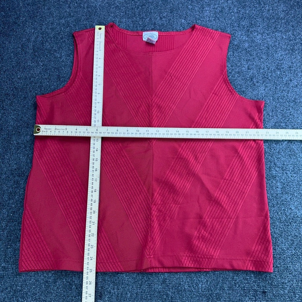 Caran New York Womens 2X Red Chevron Ribbed Sleeveless Tank Top Shell — photo 4 of 5