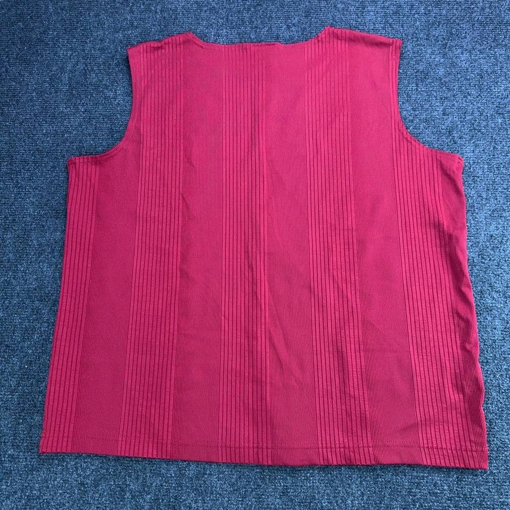 Caran New York Womens 2X Red Chevron Ribbed Sleeveless Tank Top Shell — photo 3 of 5