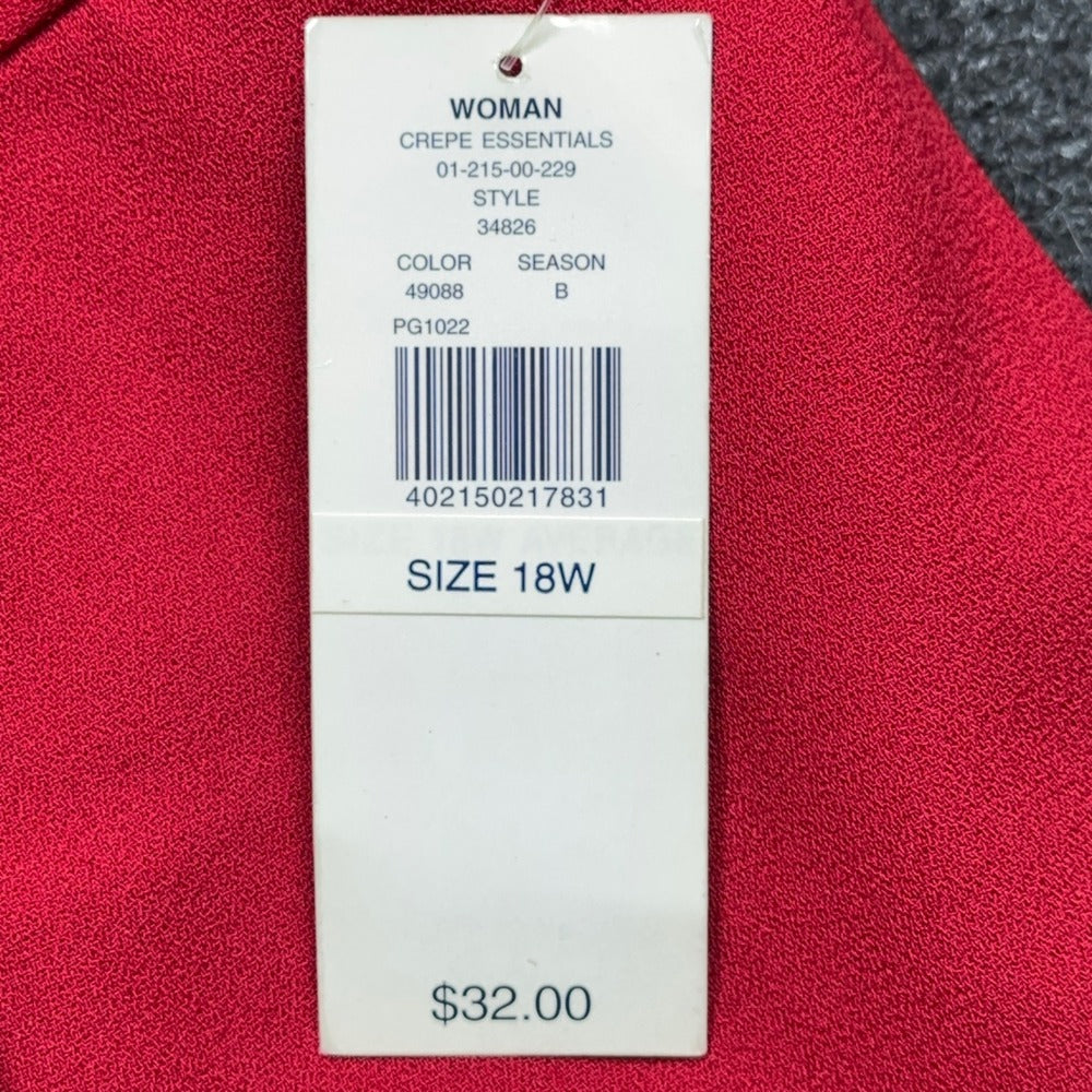 Karen Scott Woman Red Pleated Straight Leg Dress Pants 18W High Rise Workwear — photo 10 of 14