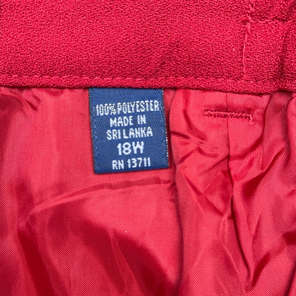 Karen Scott Woman Red Pleated Straight Leg Dress Pants 18W High Rise Workwear — photo 5 of 14