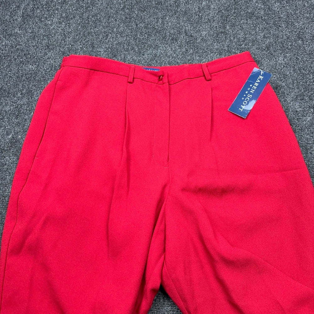 Karen Scott Woman Red Pleated Straight Leg Dress Pants 18W High Rise Workwear — photo 11 of 14