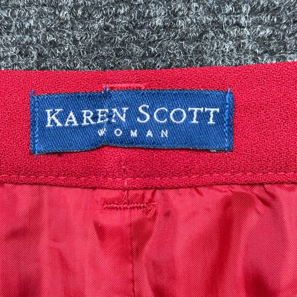 Karen Scott Woman Red Pleated Straight Leg Dress Pants 18W High Rise Workwear — photo 4 of 14