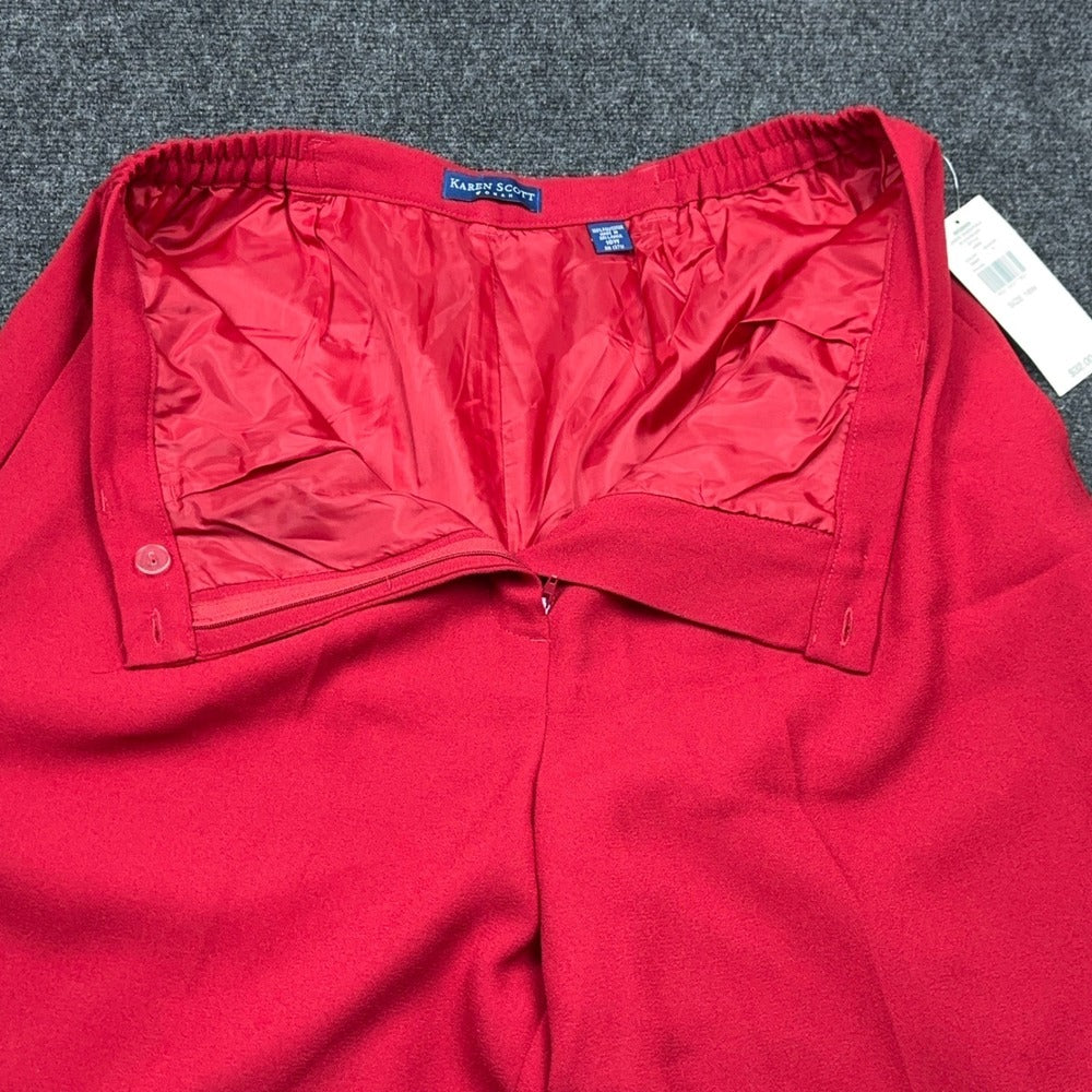 Karen Scott Woman Red Pleated Straight Leg Dress Pants 18W High Rise Workwear — photo 12 of 14