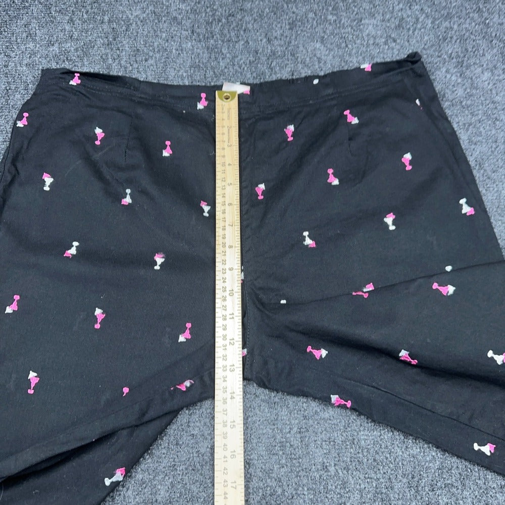 White Stag Womens Plus 18 Martini Glass Print Cropped Capri Pants Black Pink — photo 7 of 10