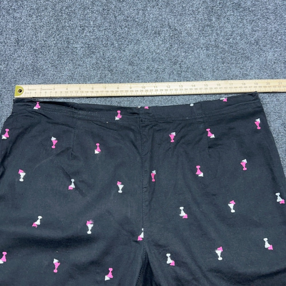 White Stag Womens Plus 18 Martini Glass Print Cropped Capri Pants Black Pink — photo 8 of 10
