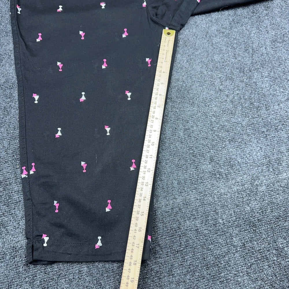 White Stag Womens Plus 18 Martini Glass Print Cropped Capri Pants Black Pink — photo 6 of 10