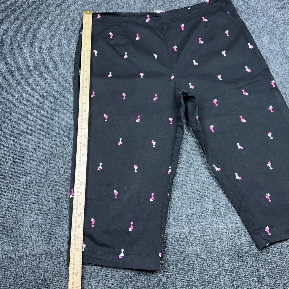 White Stag Womens Plus 18 Martini Glass Print Cropped Capri Pants Black Pink — photo 5 of 10