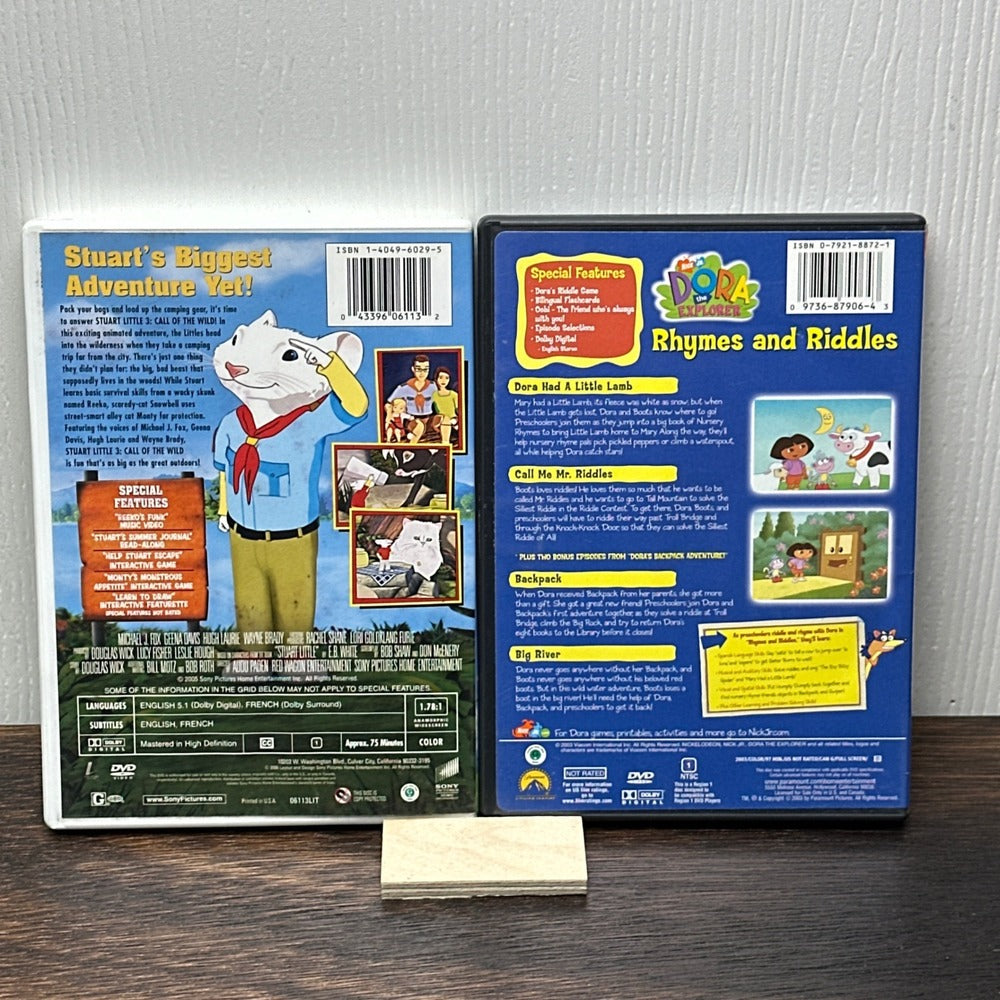 Stuart Little 3 Call of the Wild Dora the Explorer Rhymes and Riddles DVD Lot