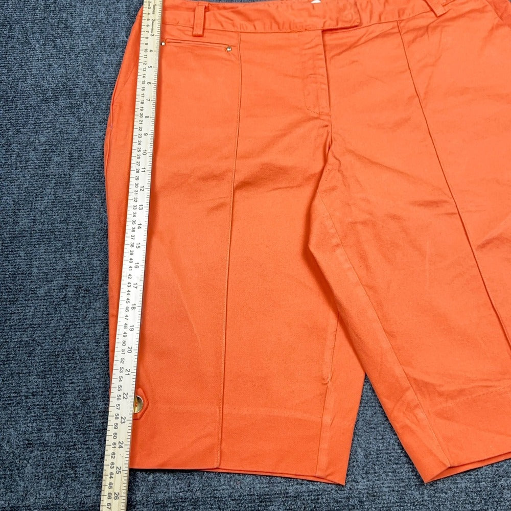 Cato Woman Orange Bermuda Shorts Plus Size 18W Cotton Stretch Gold Button Detail — photo 5 of 13