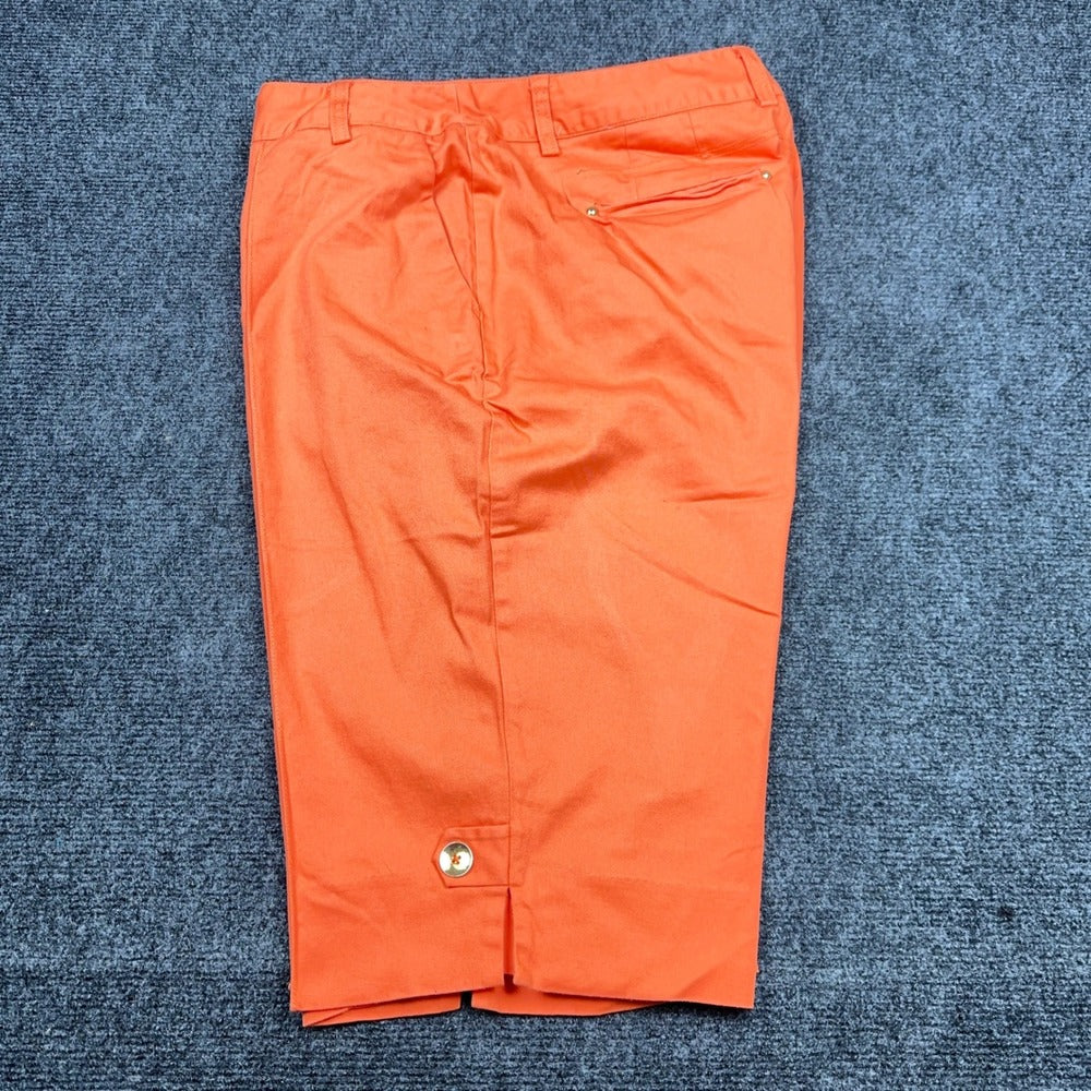 Cato Woman Orange Bermuda Shorts Plus Size 18W Cotton Stretch Gold Button Detail — photo 11 of 13