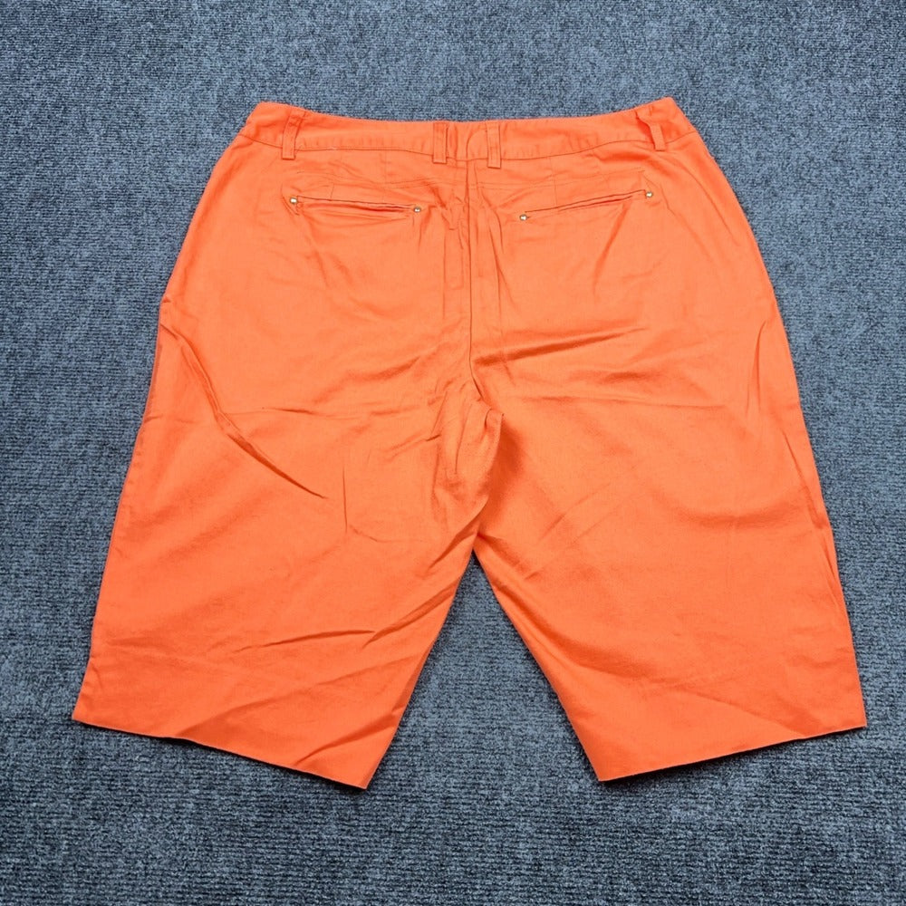 Cato Woman Orange Bermuda Shorts Plus Size 18W Cotton Stretch Gold Button Detail — photo 3 of 13