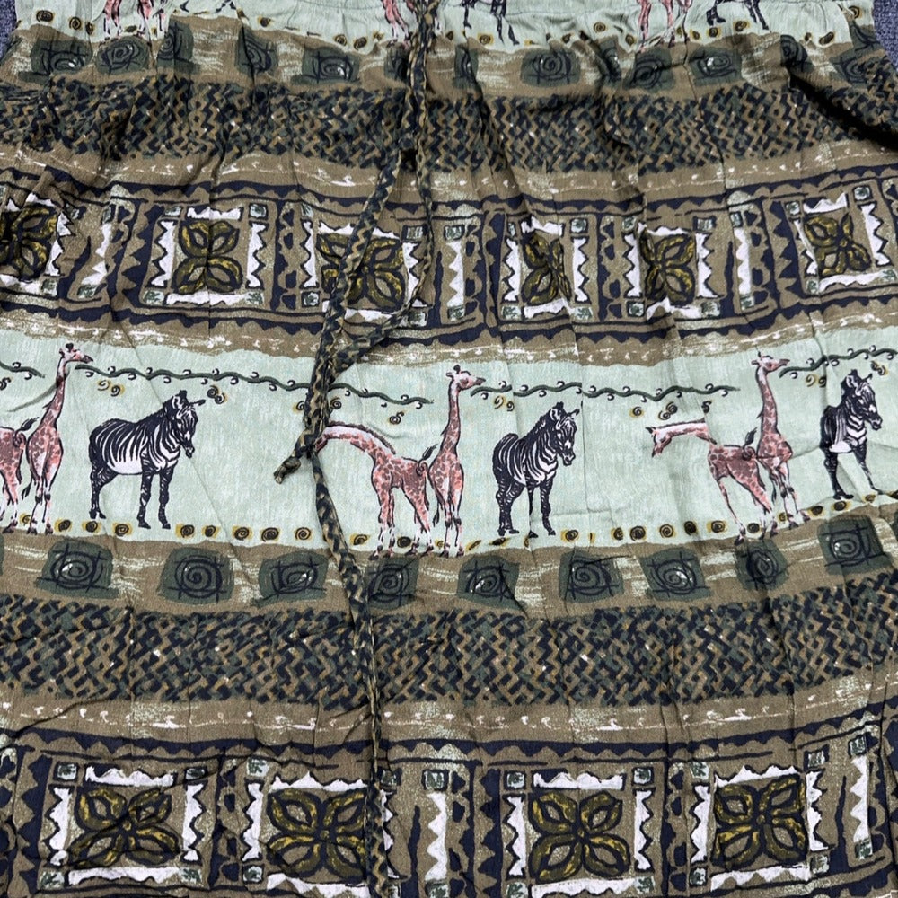 Dressbarn Woman Plus 22/24 Safari Animal Print Maxi Skirt Green Giraffe Zebra — photo 7 of 7