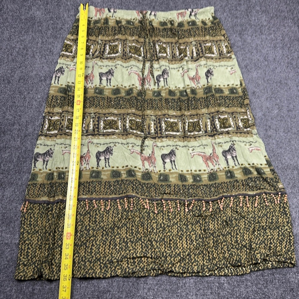 Dressbarn Woman Plus 22/24 Safari Animal Print Maxi Skirt Green Giraffe Zebra — photo 5 of 7