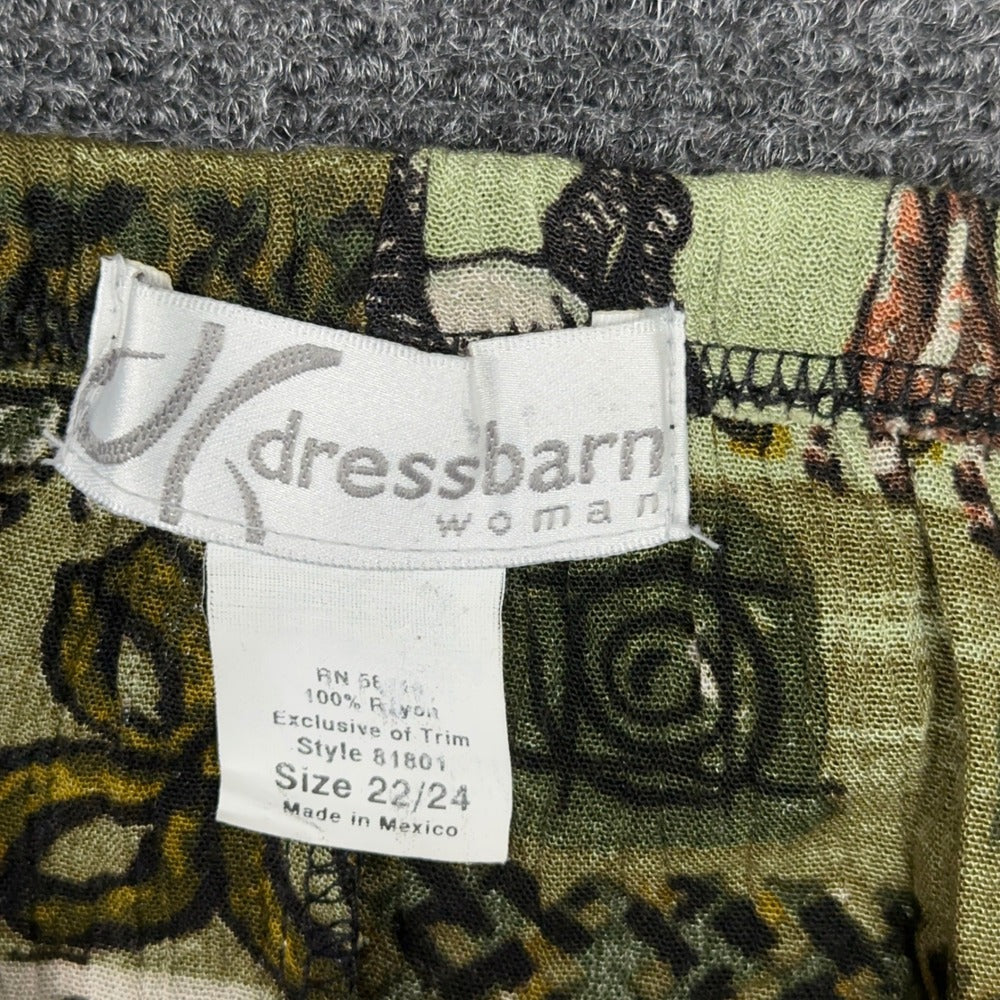 Dressbarn Woman Plus 22/24 Safari Animal Print Maxi Skirt Green Giraffe Zebra — photo 4 of 7