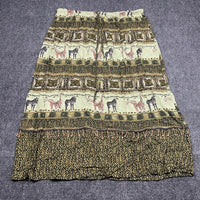 Dressbarn Woman Plus 22/24 Safari Animal Print Maxi Skirt Green Giraffe Zebra — photo 2 of 7
