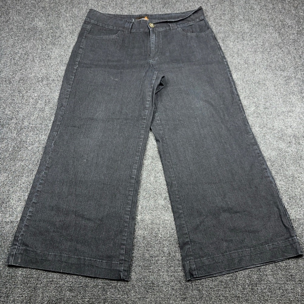 Ashley Stewart Wide Leg Jeans Black Dark Wash Plus Size 18W High Rise Denim — photo 2 of 10