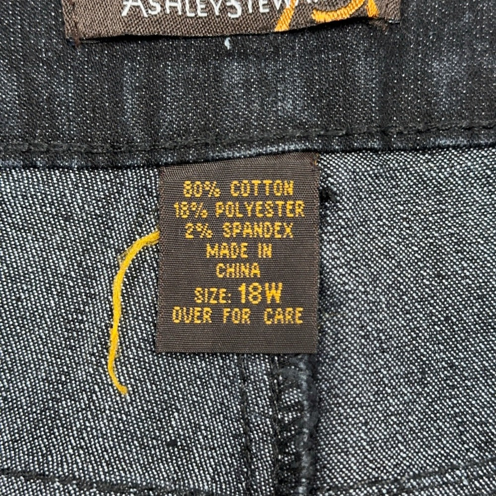 Ashley Stewart Wide Leg Jeans Black Dark Wash Plus Size 18W High Rise Denim — photo 5 of 10