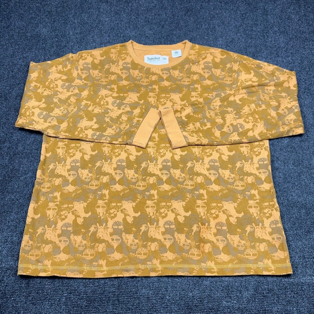 Timberland Mens XXL Relaxed Fit Long Sleeve All Over Logo T-Shirt Wheat Tan — photo 2 of 8