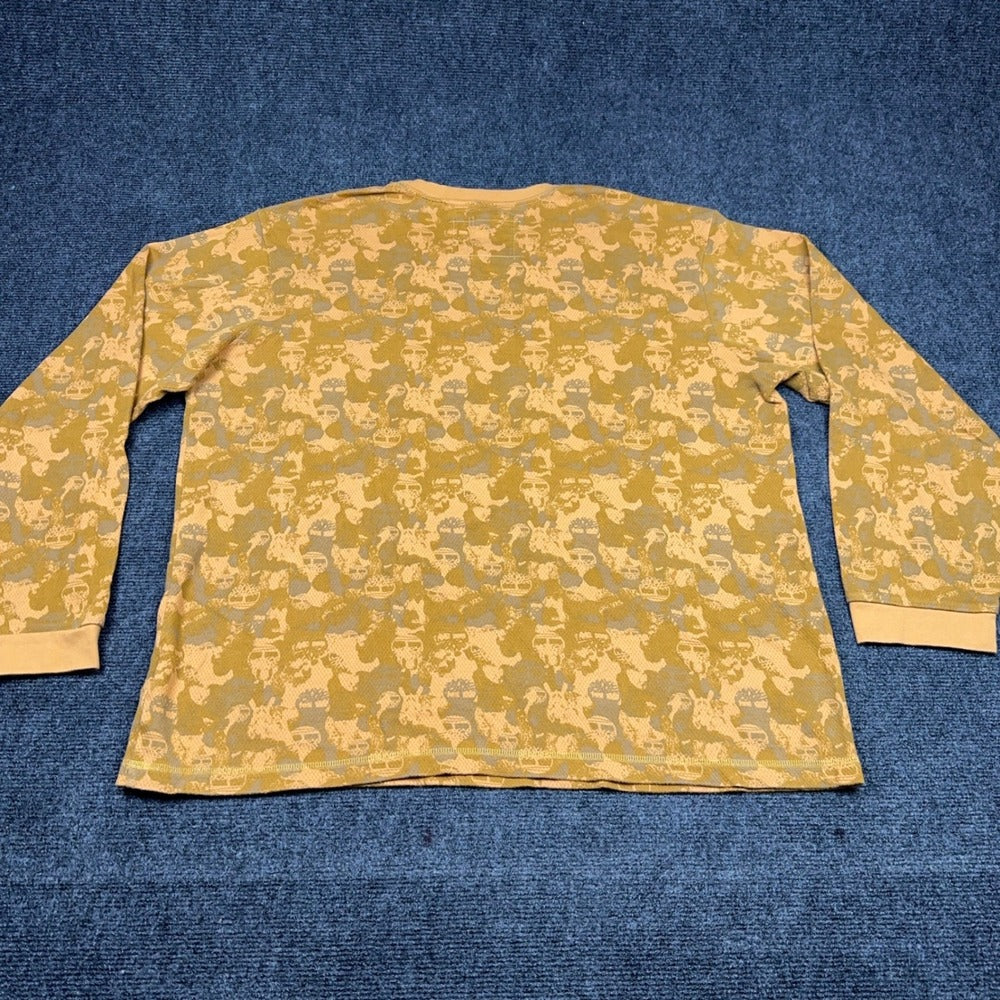 Timberland Mens XXL Relaxed Fit Long Sleeve All Over Logo T-Shirt Wheat Tan — photo 3 of 8