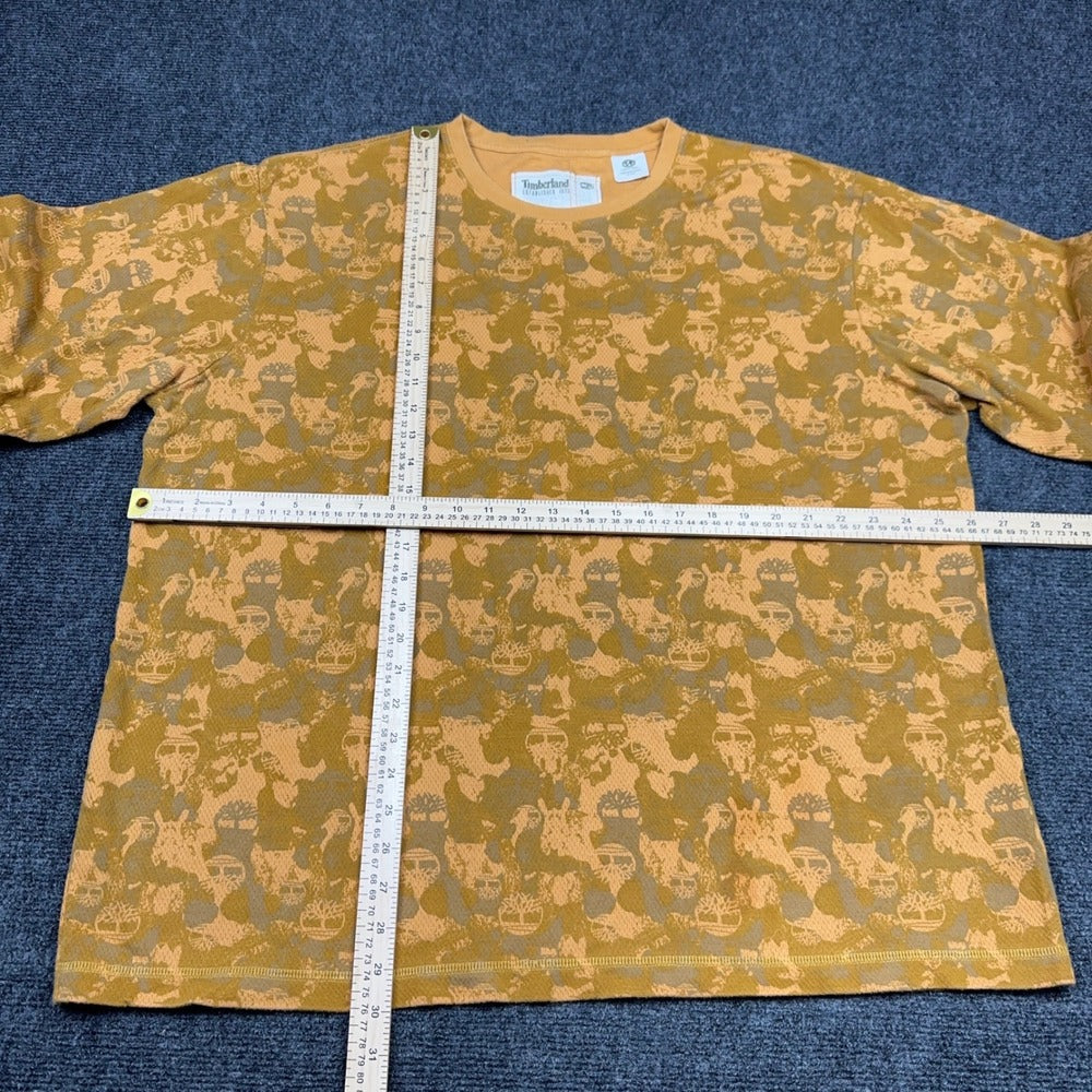 Timberland Mens XXL Relaxed Fit Long Sleeve All Over Logo T-Shirt Wheat Tan — photo 4 of 8