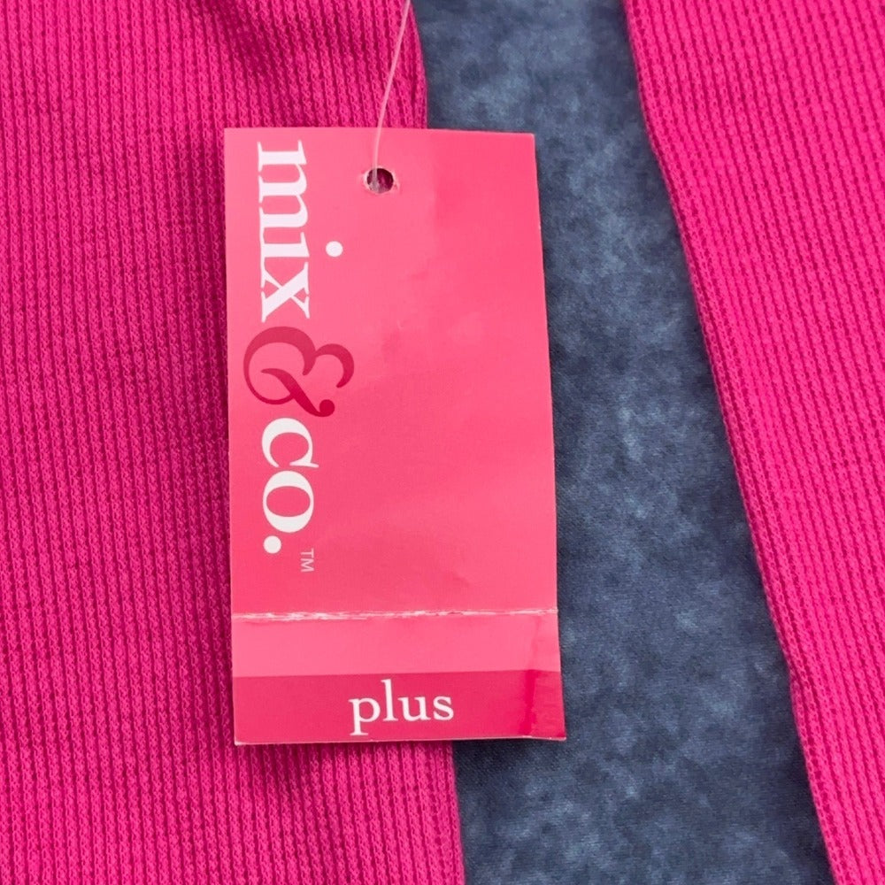 Mix & Co Plus Womens 3X Fuchsia Pink Ribbed Henley Long Sleeve Sleep Top NWT — photo 7 of 8