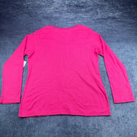 Mix & Co Plus Womens 3X Fuchsia Pink Ribbed Henley Long Sleeve Sleep Top NWT — photo 3 of 8