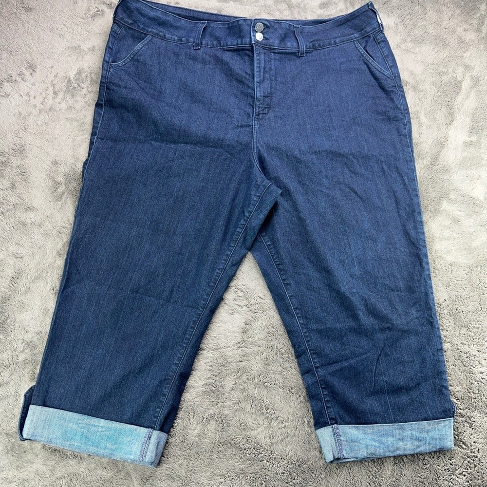 NYDJ Not Your Daughters Jeans 24W Dark Wash Cuffed Capri Denim Pants Made in USA — photo 2 of 13