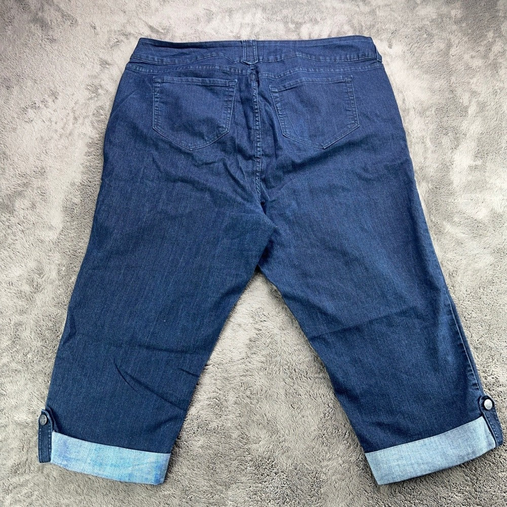 NYDJ Not Your Daughters Jeans 24W Dark Wash Cuffed Capri Denim Pants Made in USA — photo 3 of 13
