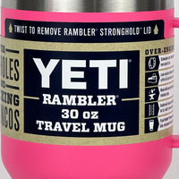YETI Rambler 30 oz Travel Mug Tropical Pink Stronghold‎ Lid Handle GS9501-1