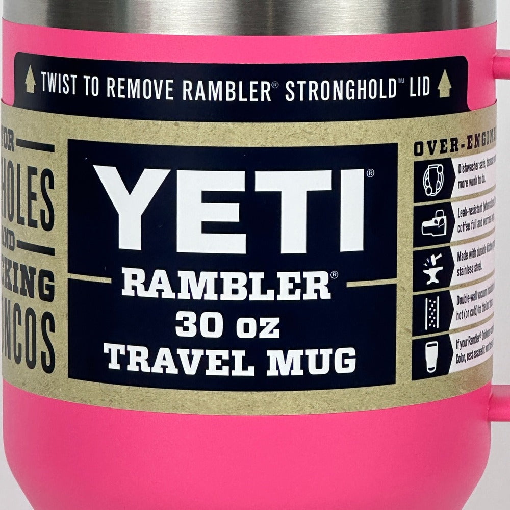YETI Rambler 30 oz Travel Mug Tropical Pink Stronghold‎ Lid Handle GS9501-1