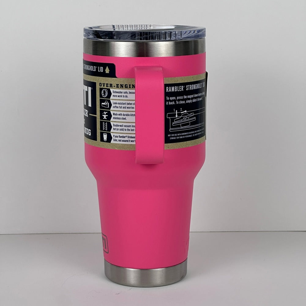 YETI Rambler 30 oz Travel Mug Tropical Pink Stronghold‎ Lid Handle GS9501-1