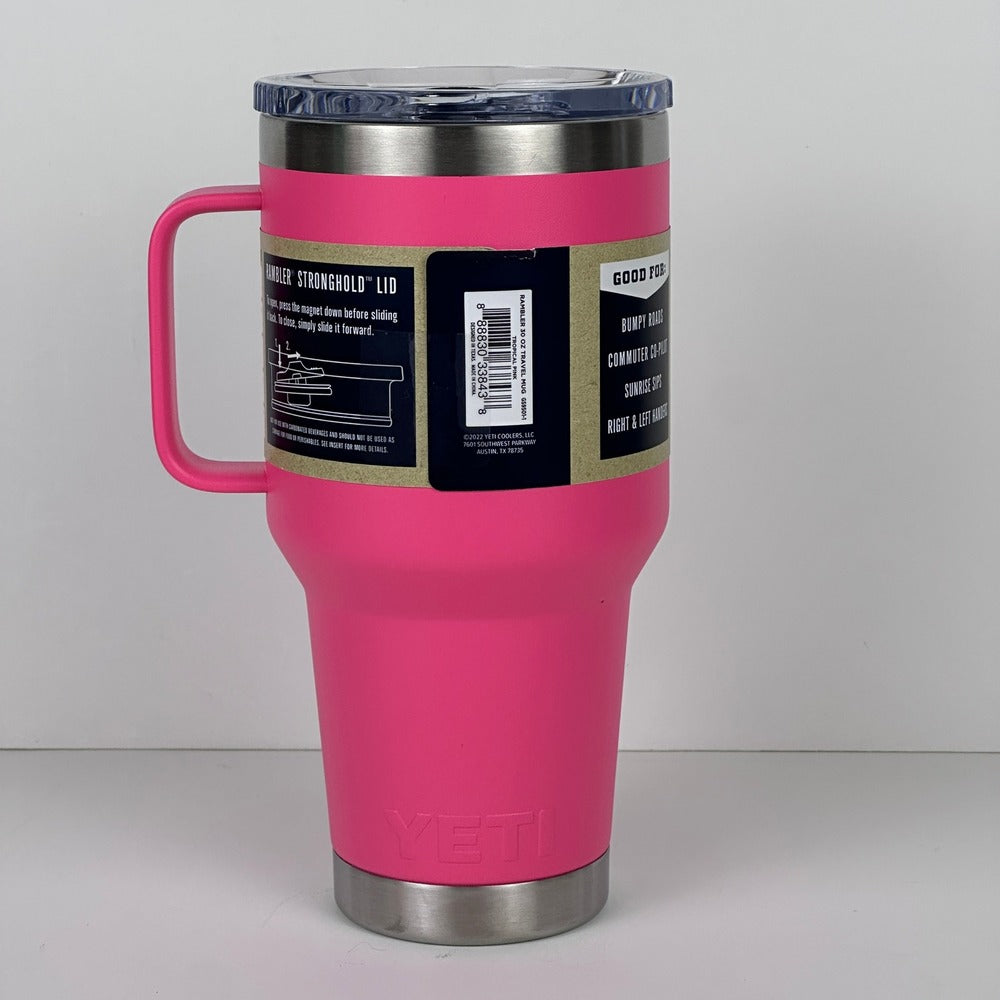 YETI Rambler 30 oz Travel Mug Tropical Pink Stronghold‎ Lid Handle GS9501-1