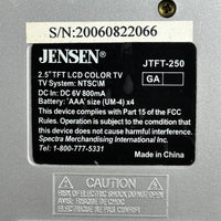 Jensen JTFT-250‎ 2.5 Inch TFT LCD Color TV Silver Portable Handheld Television